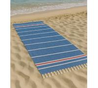 Vico Casa® Serviette de Plage Riviera Grand 90x200cm, Serviette de Plage en Coton à Rayures/Fouta de Plage, Piscine, Sauna/Bleu et Rouge