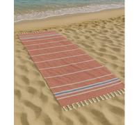 Vico Casa® Serviette de Plage Riviera Grand 90x200cm, Serviette de Plage en Coton à Rayures/Fouta de Plage, Piscine, Sauna/Rouge et Bleu