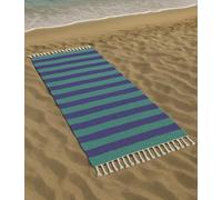 Vico Casa® Serviette de Plage VERSILIA Grand 90x200cm, Serviette de Plage en Coton à Rayures/Fouta de Plage, Piscine, Sauna/Vert et Violet
