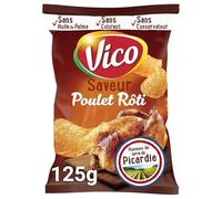 VICO Chips au Poulet Rôti 125G, croustillantes et savoureuses pour un apéritif gourmand- Lot De 4
