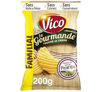 VICO Chips La Gourmande L'Original - 200g - Chips ondulées à la touche de crème, sans huile de palme, sans colorant ni conservateur - Pommes de terre de Picardie - Lot de 6