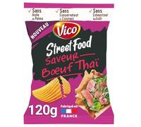 Vico Chips Street Food Style Thai Beef Crisps de pommes de terre sans huile de palme, colorants artificiels, conservateurs ou exhausteurs de goût 120 g