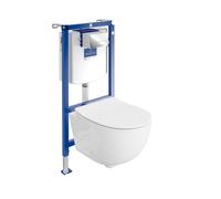 ViConnect H112 WC encastré avec plaque de commande + WC suspendu Brava blanc sans rebord Set complet