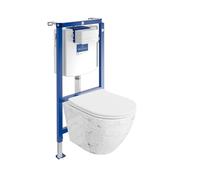 ViConnect H112 WC encastré Sofi Slim Paper avec panneau de commande + WC suspendu sans bord | Kit complet | Réservoir de chasse encastré | Kit complet | WC complet