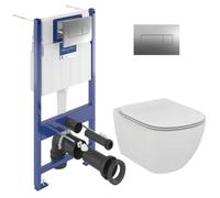 ViConnect Pro S Pack WC Bâti-support Villeroy & Boch + Cuvette Ideal Standard sans bride fixations invisibles + Plaque