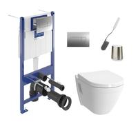 ViConnect Pro S Pack WC bâti-support Villeroy & Boch + WC avec bride + abattant SoftClose + plaque + brosse (VCNS50-2FL1CH)