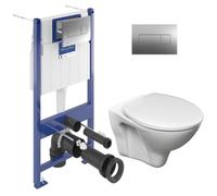 ViConnect Pro S Pack WC bâti-support Villeroy & Boch + WC suspendu Jika Neo + abattant Livea + plaque (VCNSLPRO2CH)