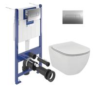 ViConnect Pro S Pack WC bâti-support Villeroy & boch + WC suspendu sans bride + abattant Softclose + plaque (VICONNECTTESI-2CH)