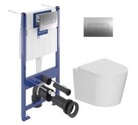 ViConnect Pro S pack WC bâti Villeroy & Boch + WC suspendu sans bride Ceramia + abattant SoftClose + plaque chrome (VCNCETOR2CH)
