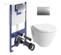 ViConnect Pro S Pack WC bâti Villeroy & Boch + WC suspendu Vitra + abattant SoftClose + plaque (VICONNECTS50-2CH)