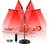 Viconor Lampe de thérapie par lumière rouge, thérapie par lumière infrarouge à 4 têtes pour appareil corporel avec support réglable, lumière rouge 660 nm et dispositif de thérapie par la lumière