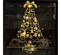 Vicor Lot de 4 feuilles d'autocollants réutilisables pour fenêtre de Noël Doré