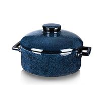 Vicrays Cocotte ronde profonde en céramique avec couvercle et poignées pour lasagnes, pour fête, dîner, banquet, usage quotidien (bleu)