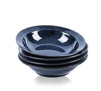 vicrays Lot de 4 bols à soupe à large bord - Assiettes à pâtes en céramique de 765,4 g pour Gumbo, salade, spaghetti, pain, maison, restaurant, micro-ondes, lave-vaisselle et four - Bleu