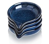 VICRAYS Lot de 4 repose-louches en céramique pour réchaud de cuisine, spatule, accessoires de cuisine, repose-ustensiles de ferme, spatule décorative pour plan de travail, 13 cm, bleu