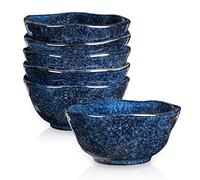 Vicrays Lot de 6 petits bols à dessert en céramique de 300 ml, passent au micro-ondes, au four et au lave-vaisselle, pour riz, crème glacée, soupe, plats d'accompagnement, etc. (bleu étoilé)