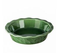 Vicrays Moule à tarte en céramique - Plat à tarte rond cannelé et profond de 22,9 cm pour tarte, pizza, quiche, tarte, gâteau - Glaçage réactif (vert)