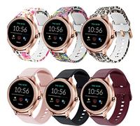 ViCRiOR Lot de 6 bracelets de montre de 18 mm compatibles avec les montres intelligentes Fossil Gen 5E 42 mm/Gen 6 42 mm, en silicone souple, motif floral imprimé pour femme Fossil Venture Gen 4 HR
