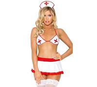 VicSec Deguisement Infirmiere Costume Infirmière Nurse Fancy Tenue Infirmiere Nurse Cosplay Lingerie Infirmière Uniformes Infirmière Halloween Naughty Nurse Tablier +Couvre-Chef +Emblème d'épaule