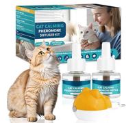 VICSOM 3 en 1 Cat Diffuseur Pheromones Chat Compatible avec Tous Les Diffuseurs Courants, Diffuseur Chat Anti Stress 60 Jours pour Soulager, La Relaxation Et L'anxiété (1 Diffuseur + 2 Recharges)