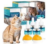 VICSOM 6 en 1 Cat Diffuseur Pheromones Chat Compatible avec Tous Les Diffuseurs Courants, Diffuseur Chat Anti Stress 120 Jours pour Soulager, La Relaxation Et L'anxiété (2 Diffuseur + 4 Recharges)