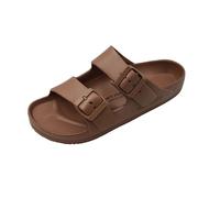 VICT POPU Mules pour femme avec semelle intérieure - Sandales plates antidérapantes - Pour l'été - Décontractées - En EVA - Pour adulte, marron, 38 EU