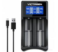 VICTAGEN Ultimate Battery Charger Set- Speedy Charging for Rechargeable Batteries 3.7V Lithium-ION 18650 18490 18350 17670 17500 16340(RCR123) 14500, 1.2V Ni-MH&Ni-CD, AA, AAA