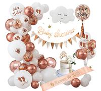 Victerr Décorations de fête prénatale pour fille, ballons or rose, écharpe pour future maman, bannière, décoration de gâteau, ballons nuages pour révélation du sexe