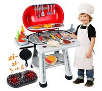 VICTERR Jouet Cuisine Barbecue Enfants, Accessoire Cuisine Enfant - Couverts, Légumes, Tablier, avec Son et Lumière, Jeu de Rôle de Chef pour Garçons et Filles, Cadeau Enfant de 3 à 8 Ans