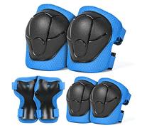 VICTGOAL Kit de Protection Roller Enfant, 6 en 1 Ensemble de Protections Réglables Genouillères Coudières Protège-Poignets, Support Pad pour BMX, Skateboard, Roller, Vélo (S: 3-8 Ans, Bleu)