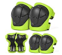 VICTGOAL Kit de Protection Roller Enfant, 6 en 1 Ensemble de Protections Réglables Genouillères Coudières Protège-Poignets, Support Pad pour BMX, Skateboard, Roller, Vélo (S: 3-8 Ans, Vert)
