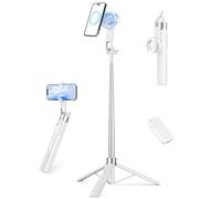 Victiv Magnétique iPhone Trépied, 178cm Élégants Trépied Smartphone & Perche Selfie pour Mag-Safe iPhone 17/16/15/14 Pro, Trepied Téléphone Aluminium avec Anneau Magnétique pour Samsung Huawei, Blanc
