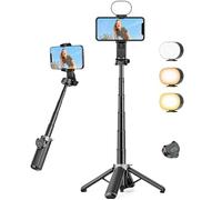 Victiv Perche à Selfie avec Lumière, Ultra-Portable Trépied Smartphone | Trepied Téléphone avec Télécommande Amovible & Support Téléphone 360° Rotatif pour iPhone 17 16 15 14 Pro, Samsung, Huawei
