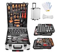 Victoam Coffret à outils, 600 pièces, boîte à outils, set d'outils pour voiture, outils, valise en aluminium sur roulettes, manche télescopique, grande boîte à outils, set d'électricien