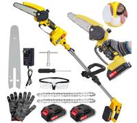 Victoam Élagueuse sans fil 2 en 1, 15,2 cm, tronçonneuse et élagueuse électrique avec batterie 2 x 2,0 Ah, barre d'extension jusqu'à 1,72 m, moteur sans fil, élagueuse électrique pour branches