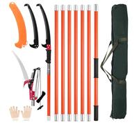 Victoam Scie à élaguer avec manche télescopique, 2,1 m à 8 m, scie à élaguer avec manche, scie télescopique légère en acier inoxydable avec sac de transport et 2 lames de scie, coupe propre et rapide