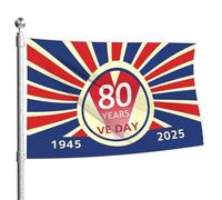 Victoire 80 ans en Europe - VE Day 80th Flag, 2025 Journée de la Victoire Europe Bannière commémorative | Outil de décoration de couleurs vives pour fêtes, réunions, célébrations et autres
