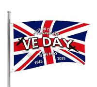 Victoire 80 ans en Europe - VE Day 80th Flag, 2025 Journée de la Victoire Europe Bannière commémorative | Outil de décoration de couleurs vives pour fêtes, réunions, célébrations et autres