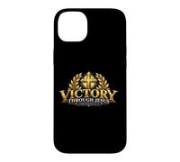 Victoire à Travers Jésus Pâques Écriture chrétienne inspirée Coque pour iPhone 14 Plus