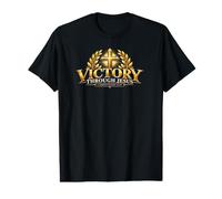 Victoire à Travers Jésus Pâques Écriture chrétienne inspirée T-Shirt Graphique avec Valeur