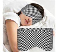 Victoire classique à carreaux géométriques noirs et blancs, Masque de sommeil pour la maison, les voyages et le travail posté, couvrant entièrement les yeux et bloquant la lumière