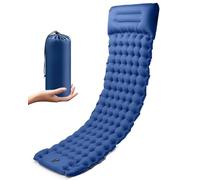 Victoper Matelas de camping auto-gonflant avec coussin intégré et couche isolante avec pompe à pied imperméable et durable, idéal pour les sacs à dos en plein air, le camping, bleu