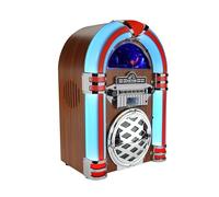 VICTOR Broadway VDTJ-1550 Haut-parleur de bureau Bluetooth CD Jukebox avec radio FM, éclairage LED multicolore et entrée auxiliaire - Parfait pour le streaming de musique de style rétro et l'éclairage