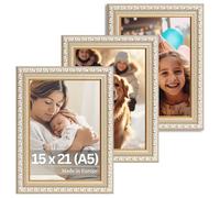 Victor Cadre Photo Artistique Chagall en Beige Or - Set de 3 - en 15x21 cm (A5) Décor atif Vintage - Convient Pour Certificats - Témoignages - Châssis pour l'image Antique - Baroque