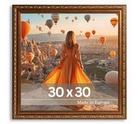 Victor Cadre Photo Artistique Chagall en Marron Or - 30x30 cm Décor atif Vintage - Convient Pour Certificats - Châssis pour l'image Carré - Antique - Baroque