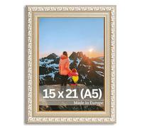 Victor cadre photo Chagall beige or en 15x21 cm (A5) | Style baroque vintage - verre véritable - convient pour certificats - décoration pour la maison