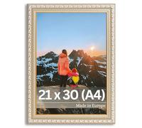 Victor cadre photo Chagall beige or en 21x30 cm (A4) | Style baroque vintage - verre véritable - convient pour certificats - décoration pour la maison