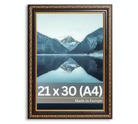 Victor cadre photo Chagall noir or en 21x30 cm (A4) | Style baroque vintage - verre véritable - convient pour certificats - décoration pour la maison