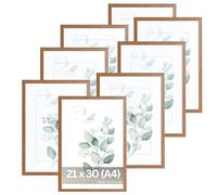 VictoR Cadre photo Dali lot de 8 21x30 cm (A4) Marron - Cadre photo en bois A4 - Lot de cadres photo Marron 21x30 - Cadre moderne en bois avec verre acrylique incassable