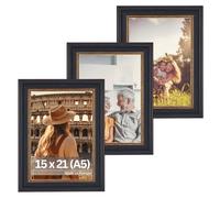 Victor Cadre Photo Goya en Or Noir Set de 3 - en 15x21 cm (A5) - Bar: 31x19mm - Style Vintage Avec Verre Acrylique Incassable - Châssis pour l'image 15x21